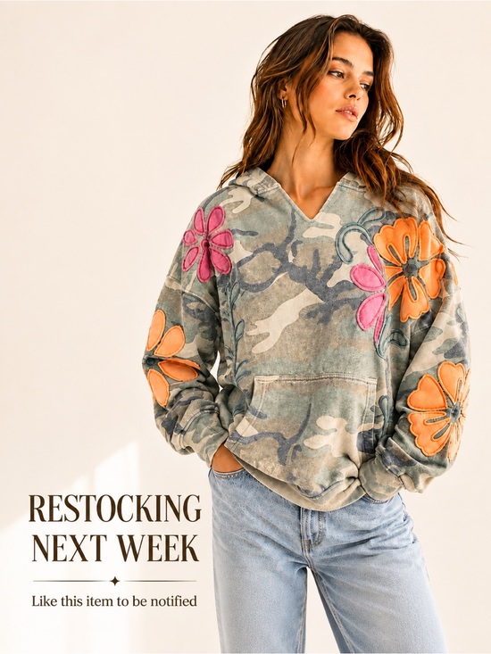 Tops - 193. Women’s Camo Floral Patchwork Hoodie